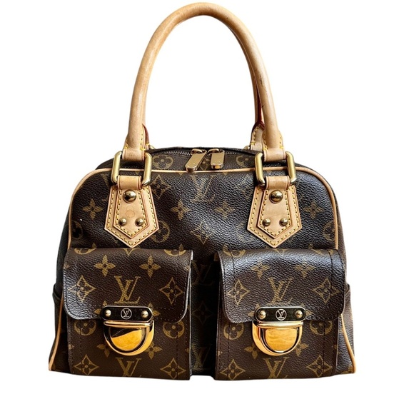 Authentic Louis Vuitton Monogram Leather Manhattan PM Satchel Bag with Dust Bag - Picture 12 of 16
